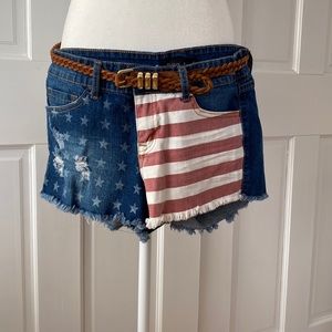 Klique Jean shorts American flag pocket and side of shorts